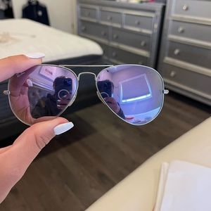 Rayban Aviators Silver with Purple Lenses | Color: Purple/Silver